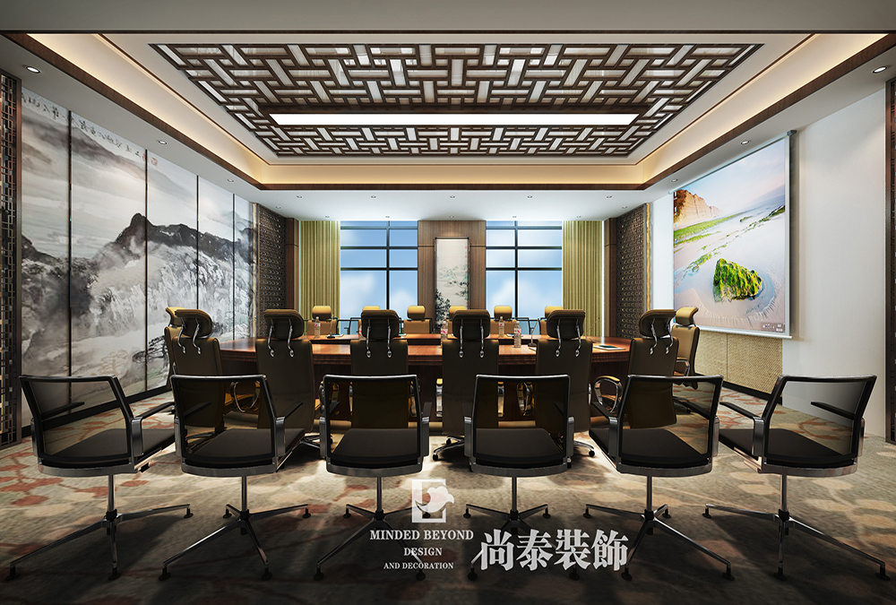 深圳寶安松崗僑德工業(yè)園中式辦公室裝修設計效果圖