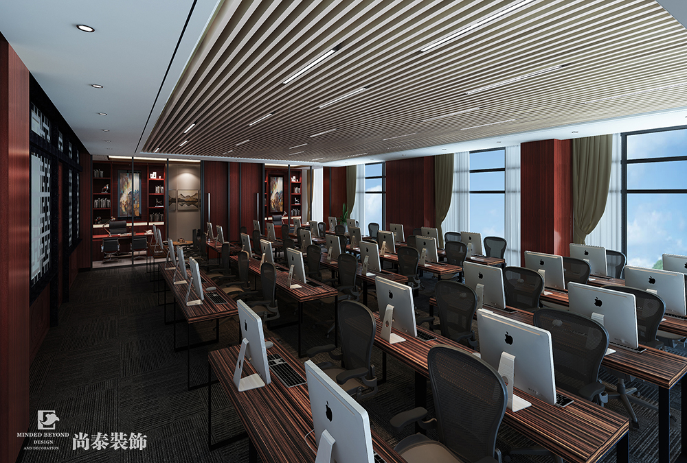 深圳寶安松崗僑德工業(yè)園中式辦公室裝修設計效果圖