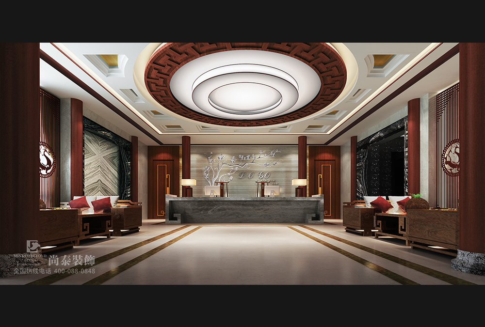 深圳寶安松崗僑德工業(yè)園中式辦公室裝修設計效果圖