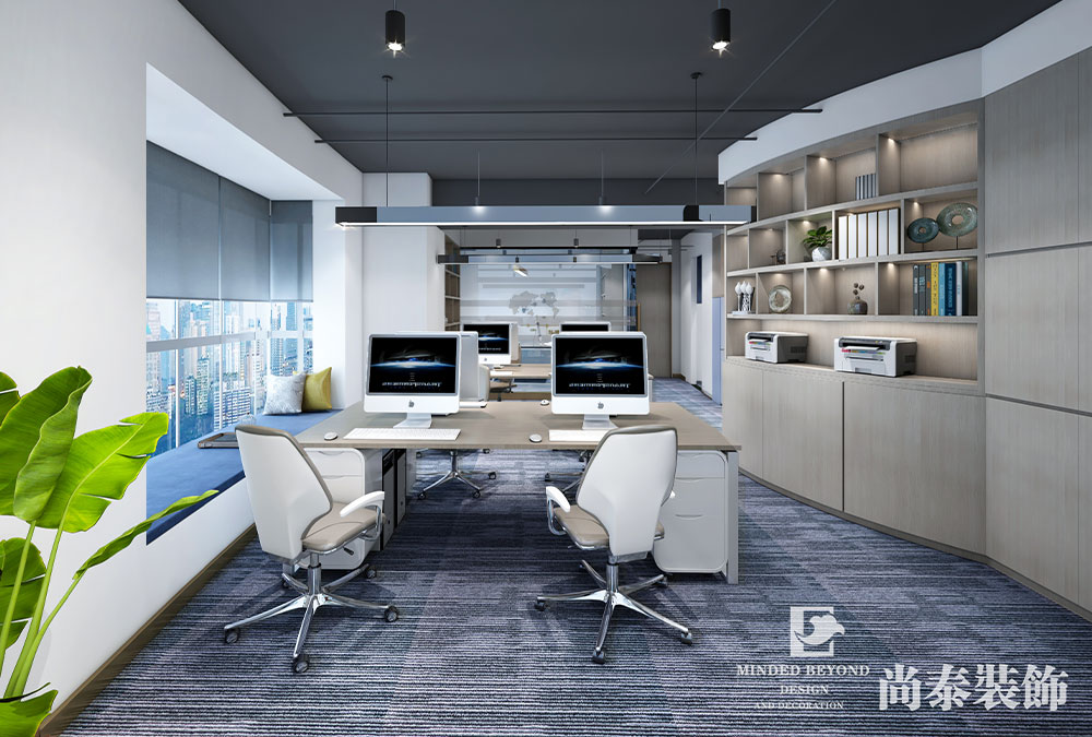 100平米辦公室公共辦公區(qū)翻新裝修設(shè)計