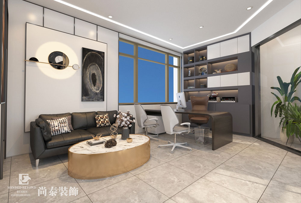 銷售公司現(xiàn)代簡約風格辦公室裝修設(shè)計效果圖