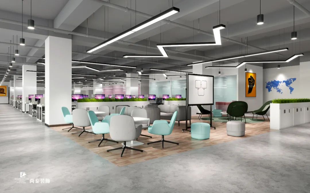直播帶貨公司辦公室開放辦公區(qū)裝修效果圖