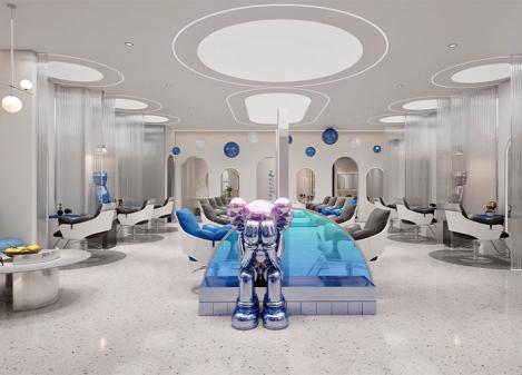 深圳龍華現(xiàn)代網(wǎng)紅風美發(fā)店裝修設計方案